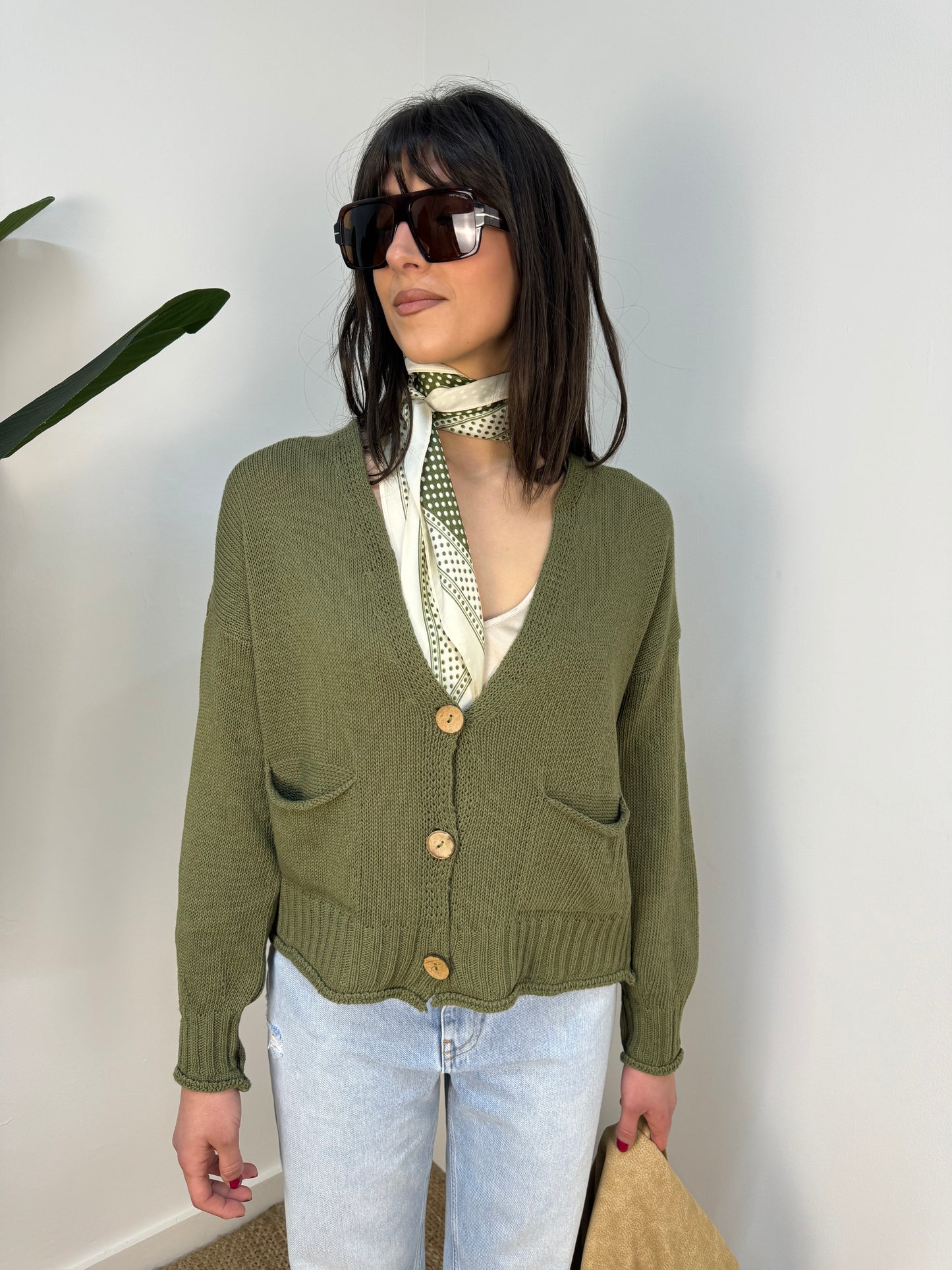 Cardigan con bottoni in legno Twoway