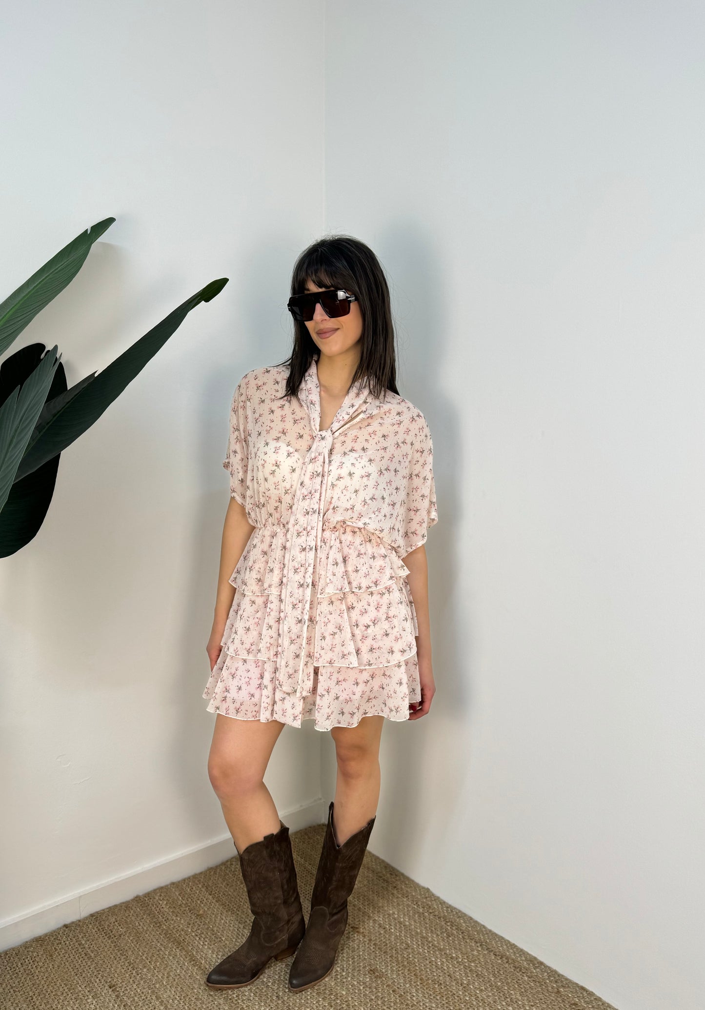 Vestitino fiori con balze Twoway