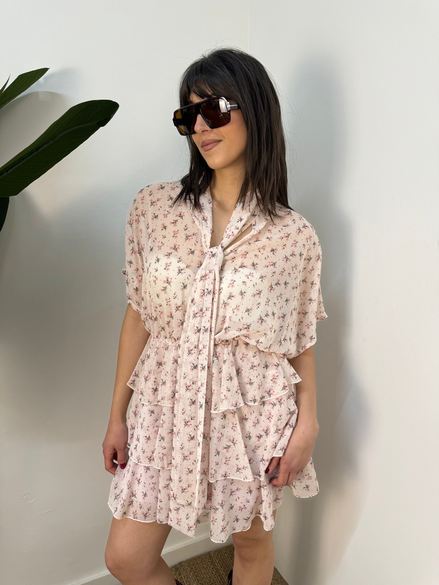 Vestitino fiori con balze Twoway