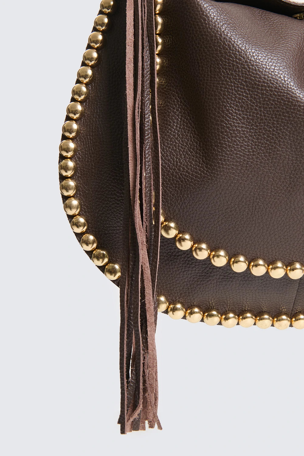 Borsa frange e borchie pelle Twoway