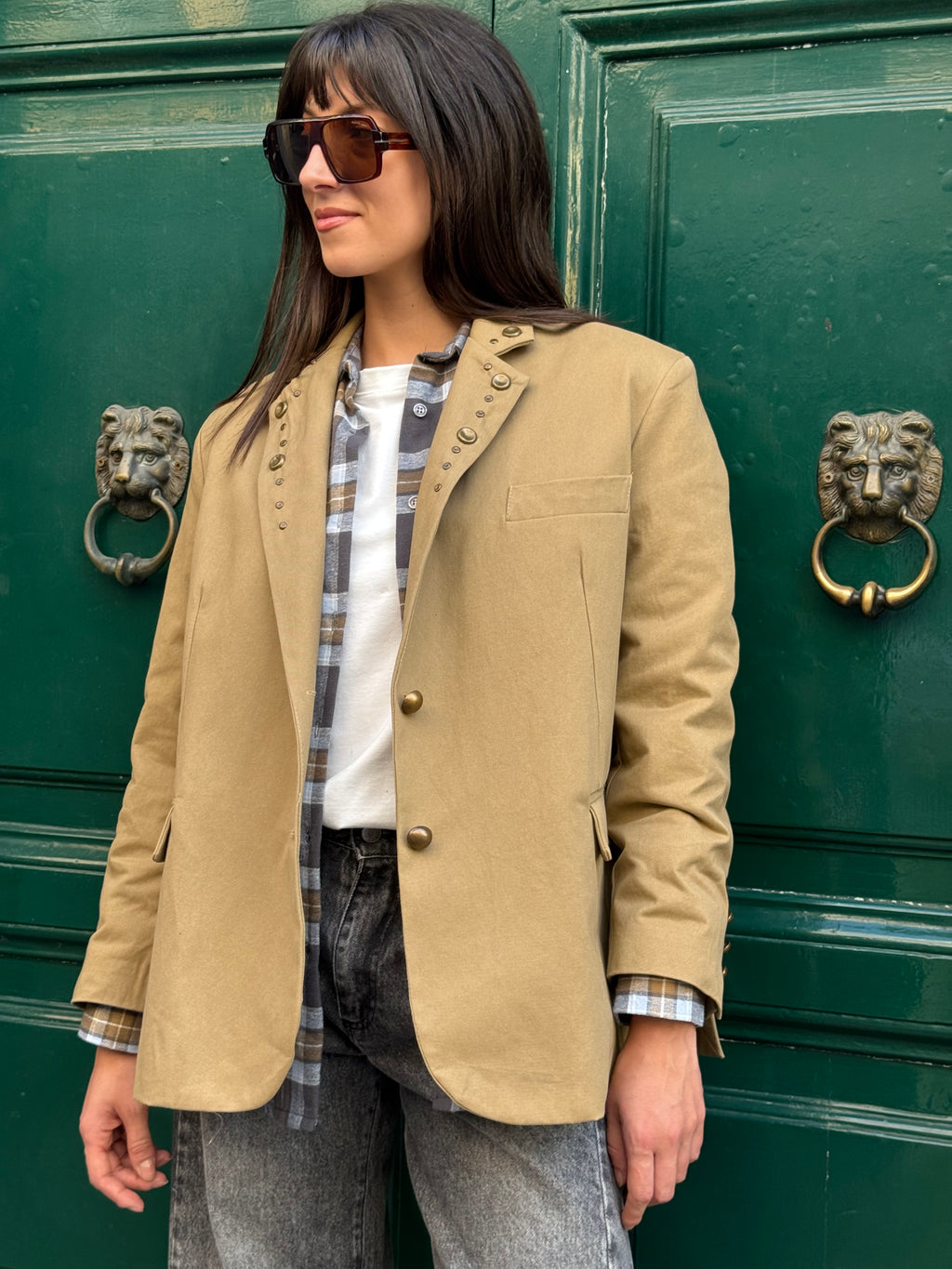 Giacca gabardina over con borchie NA4511/B my-d