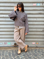 Blusa tartan con manica ampia NA7539-B my-d