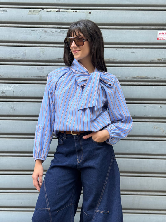Camicia fiocco gessato C26158