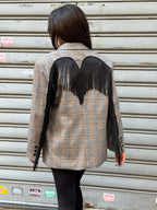 Blazer Over con frange Principe di Galles  DL5936 Lumina