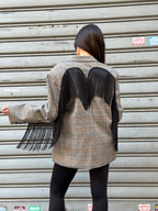 Blazer Over con frange Principe di Galles  DL5936 Lumina