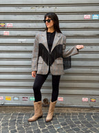 Blazer Over con frange Principe di Galles  DL5936 Lumina
