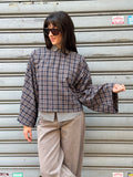 Blusa tartan con manica ampia NA7539-B my-d