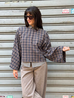 Blusa tartan con manica ampia NA7539-B my-d